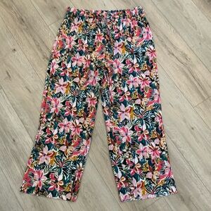 Vintage Sabrina Lauren New York floral pleated pull on woman pant size XL #38